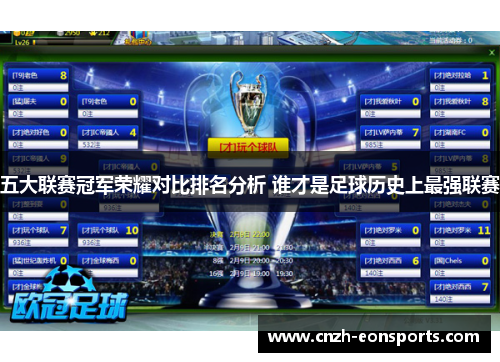 五大联赛冠军荣耀对比排名分析 谁才是足球历史上最强联赛